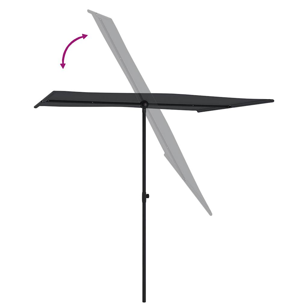 vidaXL Garden Parasol | Black | Polyester, Aluminium | 2x1.5 m | Rotatable