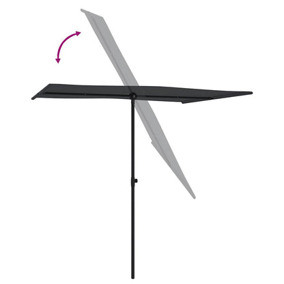 vidaXL Garden Parasol | Black | Polyester, Aluminium | 2x1.5 m | Rotatable