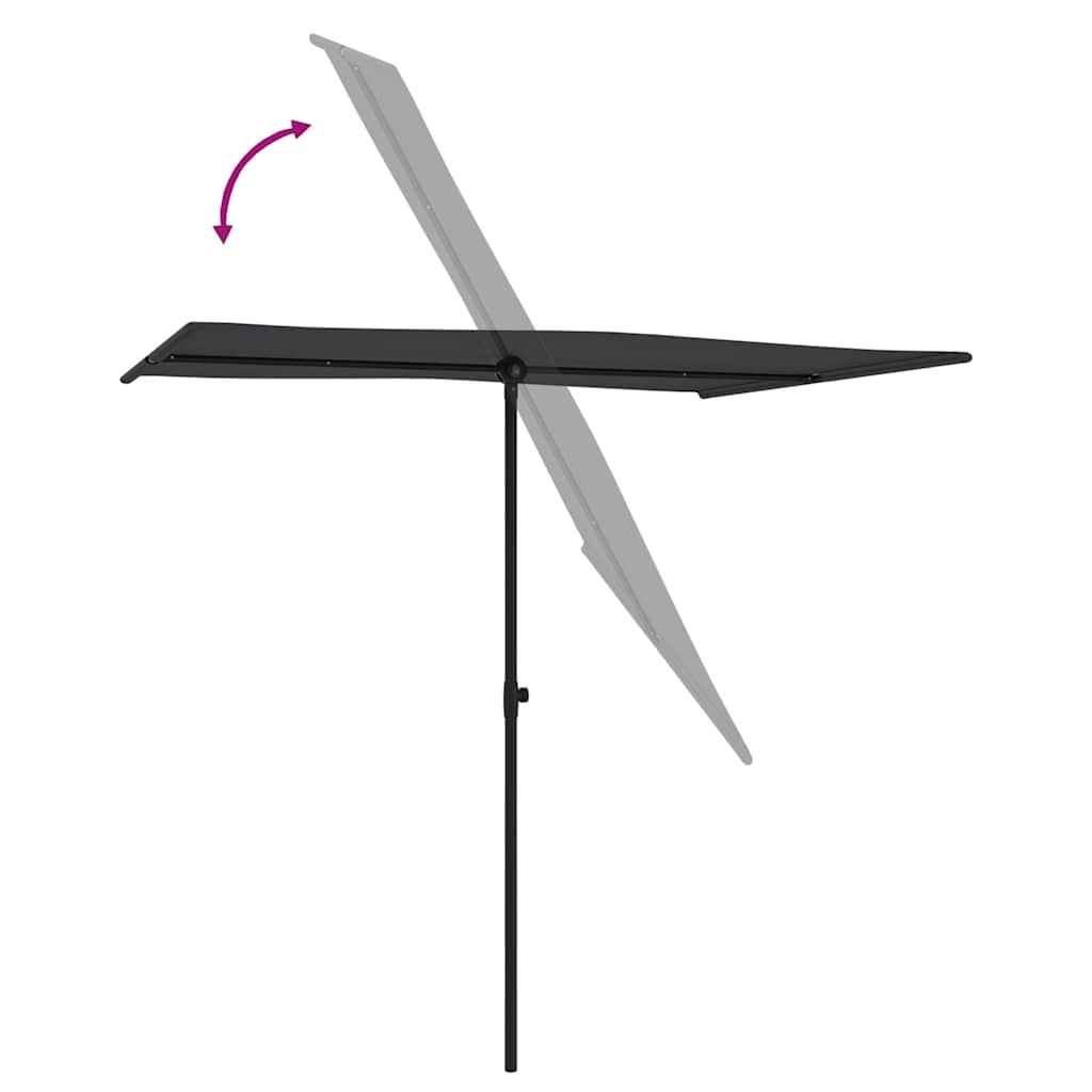 vidaXL Garden Parasol with Aluminium Pole 2x1,5 m Black