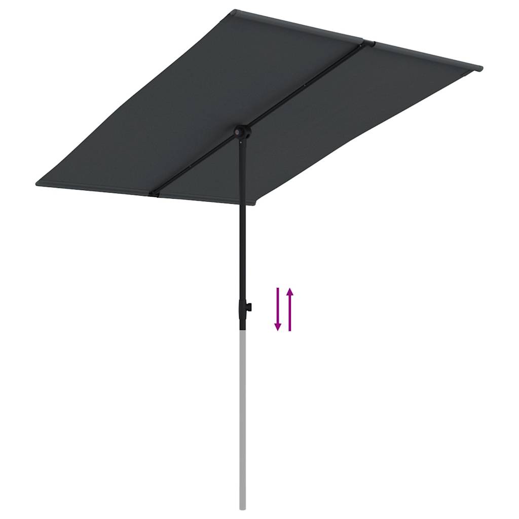 vidaXL Garden Parasol | Black | Polyester, Aluminium | 2x1.5 m | Rotatable