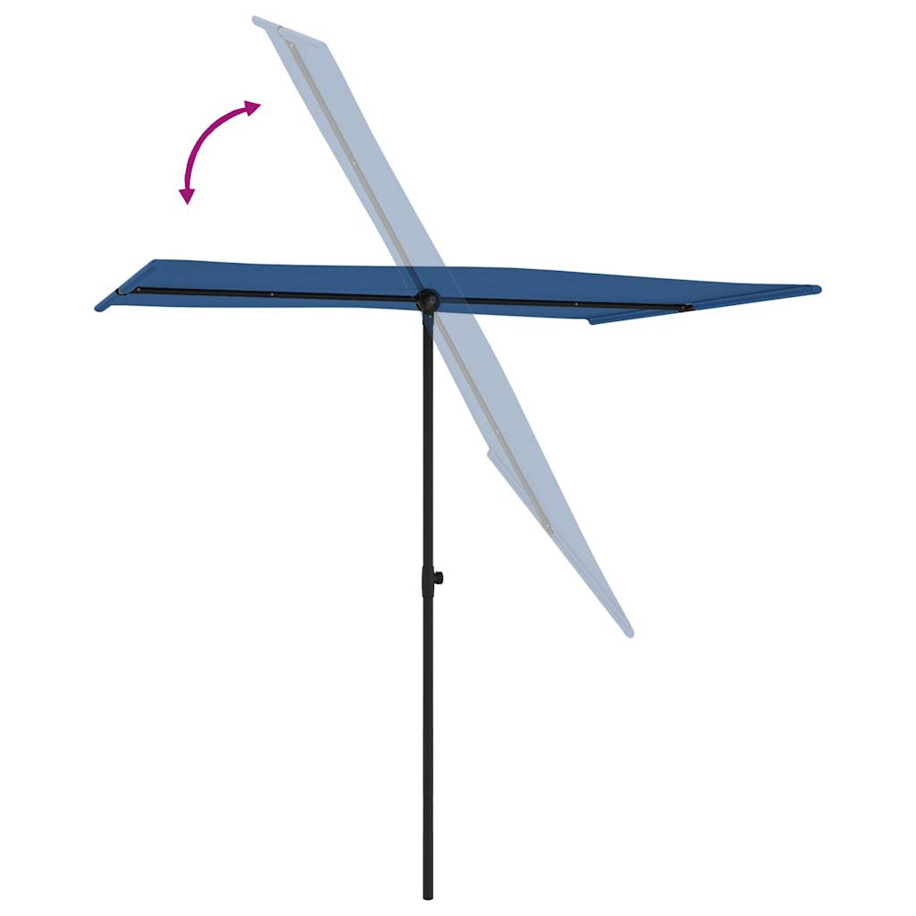 vidaXL Garden Parasol | Azure Blue | Aluminium, Polyester | 2x1.5 meters