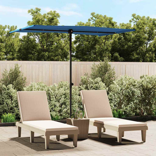 vidaXL Garden Parasol with Aluminium Pole 2x1,5 m Azure Blue