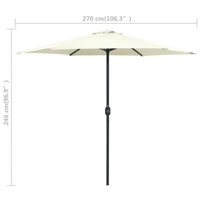vidaXL Garden Parasol with Aluminium Pole 270x246 cm Sand White