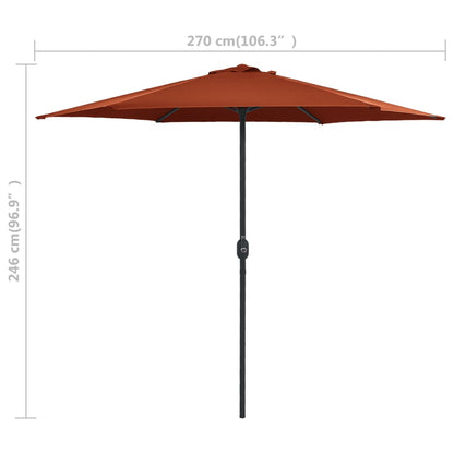 vidaXL Garden Parasol with Aluminium Pole 270x246 cm Terracotta