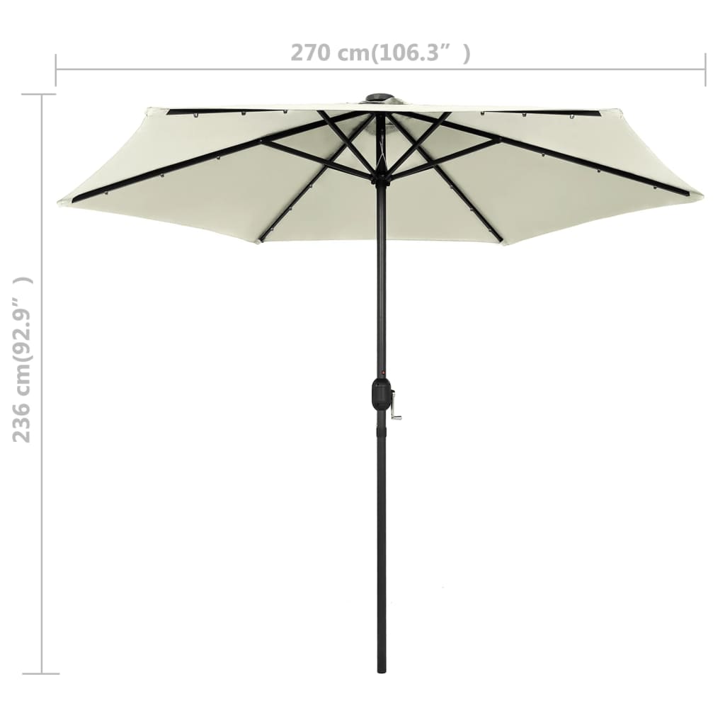 vidaXL Garden Parasol | Sand White | Polyester, Aluminium | 270 cm diameter