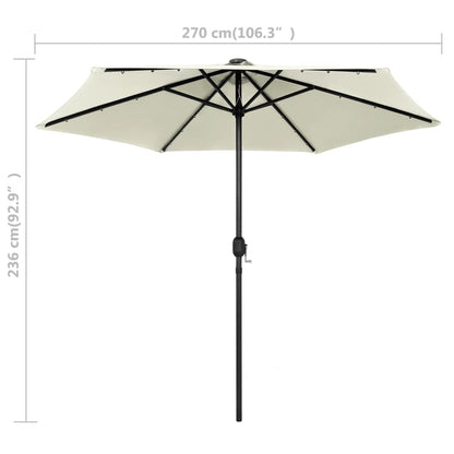 vidaXL Garden Parasol | Sand White | Polyester, Aluminium | 270 cm diameter