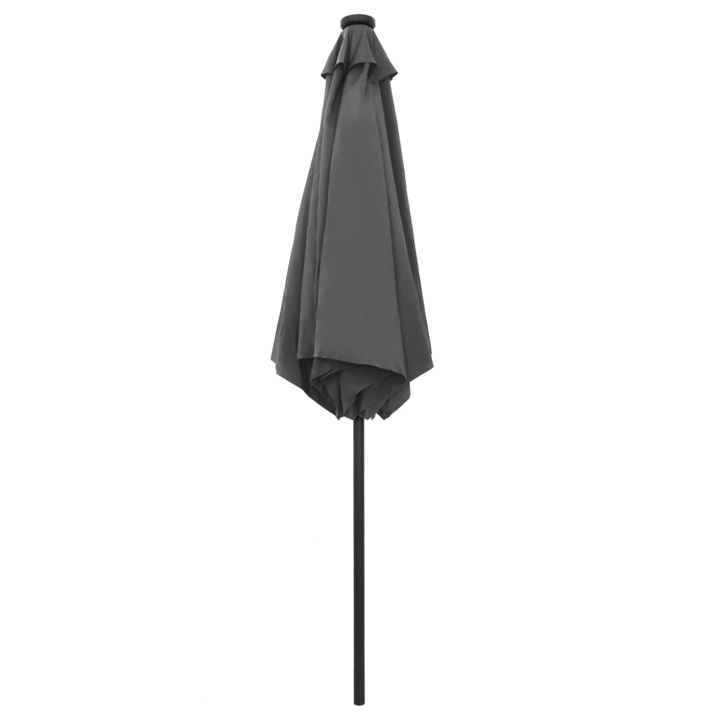 vidaXL Garden Parasol with LED Lights and Aluminium Pole 270 cm Anthracite