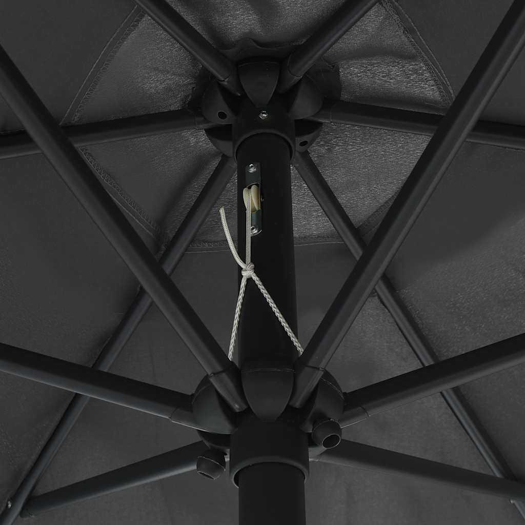 vidaXL Garden Parasol with LED Lights and Aluminium Pole 270 cm Anthracite