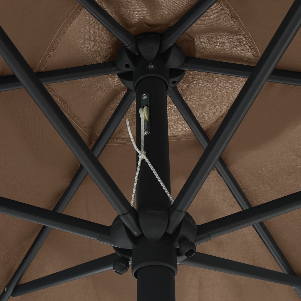 vidaXL Garden Parasol with LED Lights and Aluminium Pole 270 cm Taupe