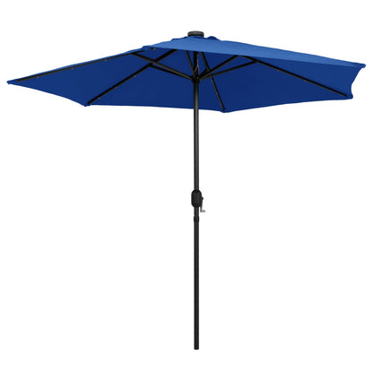 vidaXL Garden Parasol with LED Lights and Aluminium Pole 270 cm Azure Blue