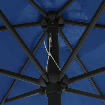 vidaXL Garden Parasol with LED Lights and Aluminium Pole 270 cm Azure Blue