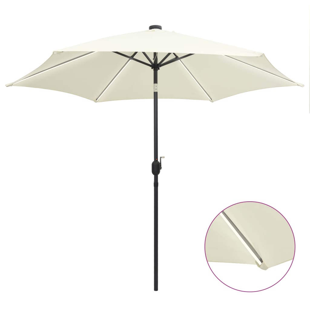 vidaXL Garden Parasol | Sand white | 100% polyester, aluminium | 300 cm diameter