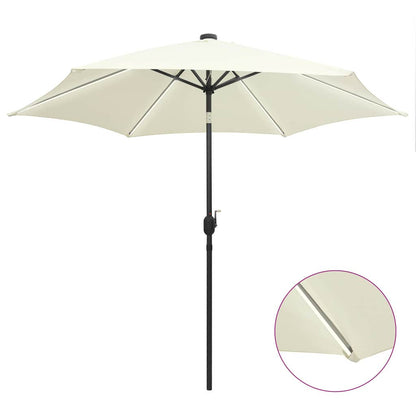 vidaXL Garden Parasol with LED Lights and Aluminium Pole 300 cm Sand White