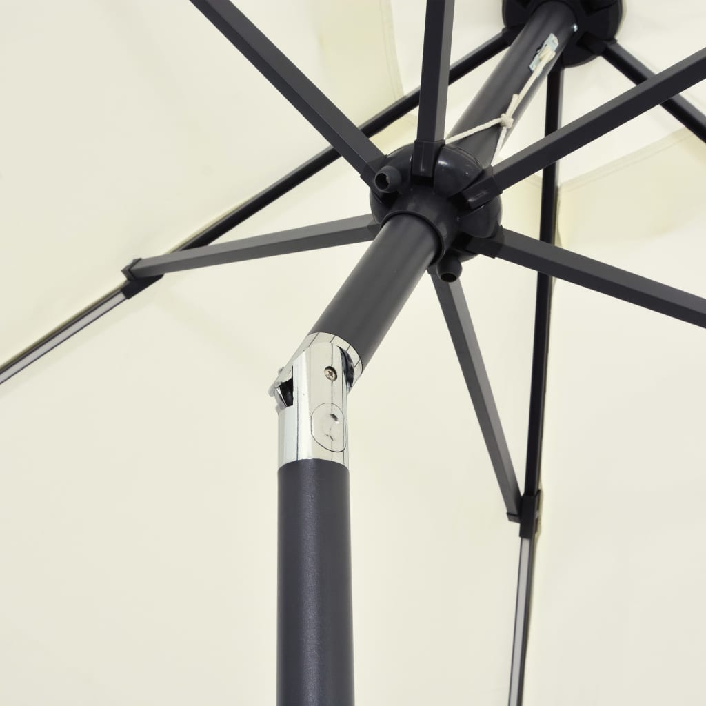 vidaXL Garden Parasol with LED Lights and Aluminium Pole 300 cm Sand White