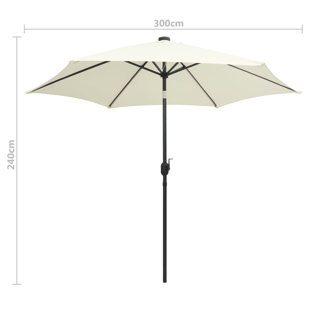 vidaXL Garden Parasol | Sand white | 100% polyester, aluminium | 300 cm diameter