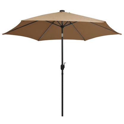 vidaXL Garden Parasol with LED Lights and Aluminium Pole 300 cm Taupe