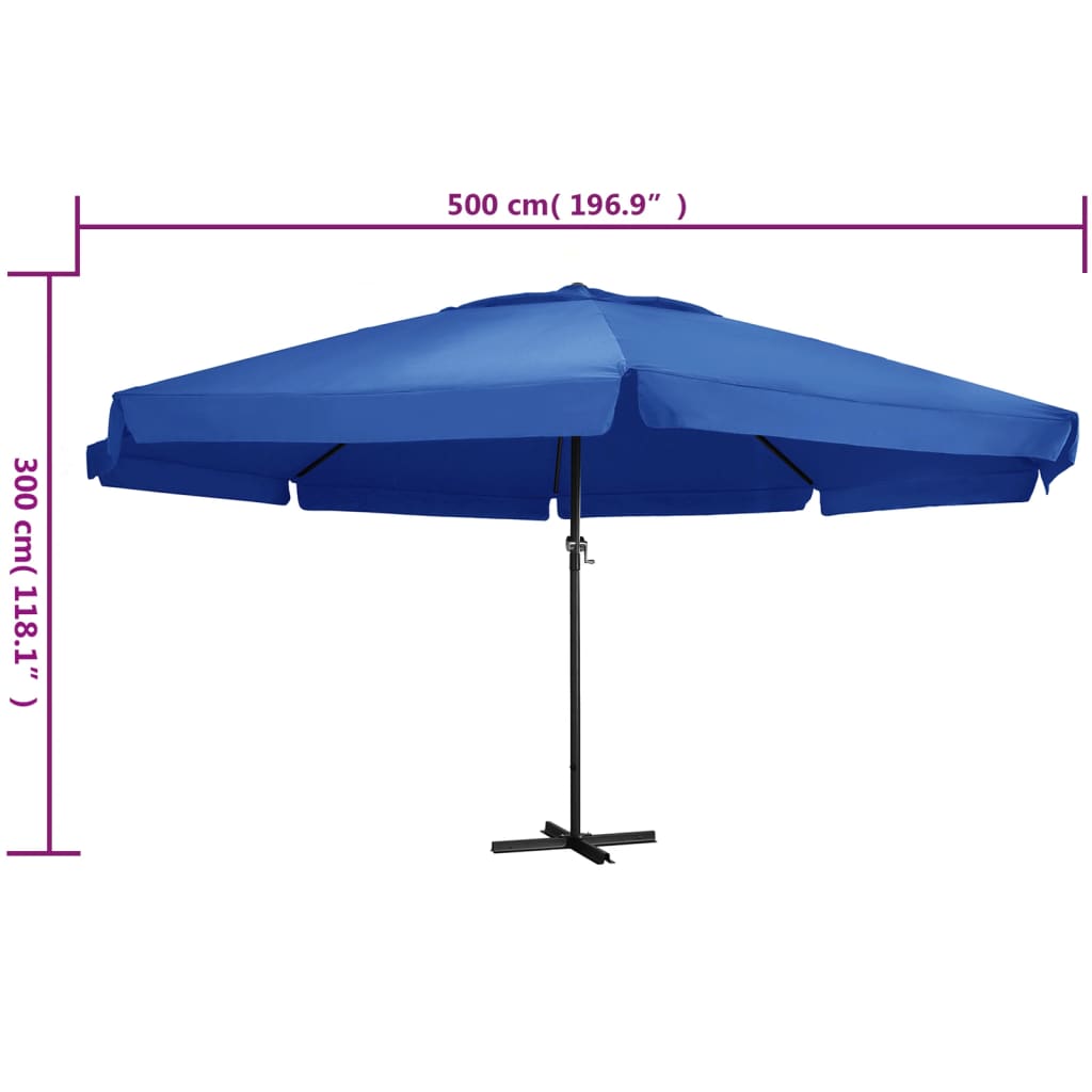 vidaXL Garden Parasol | Azure Blue | Polyester with PA coating | Large
