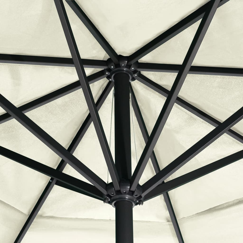 vidaXL Garden Parasol | Sand White | Polyester with PA coating, Aluminium, Steel
