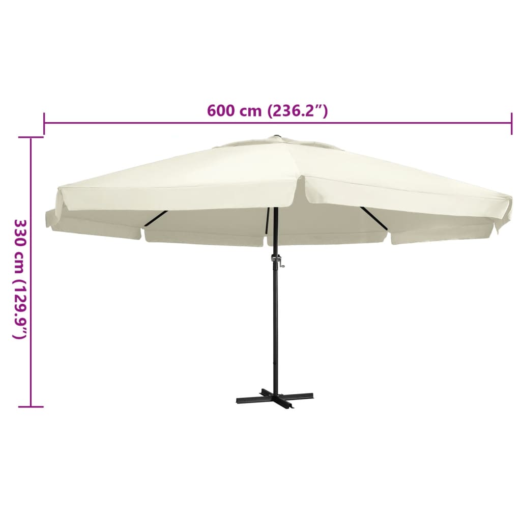 vidaXL Garden Parasol | Sand White | Polyester with PA coating, Aluminium, Steel