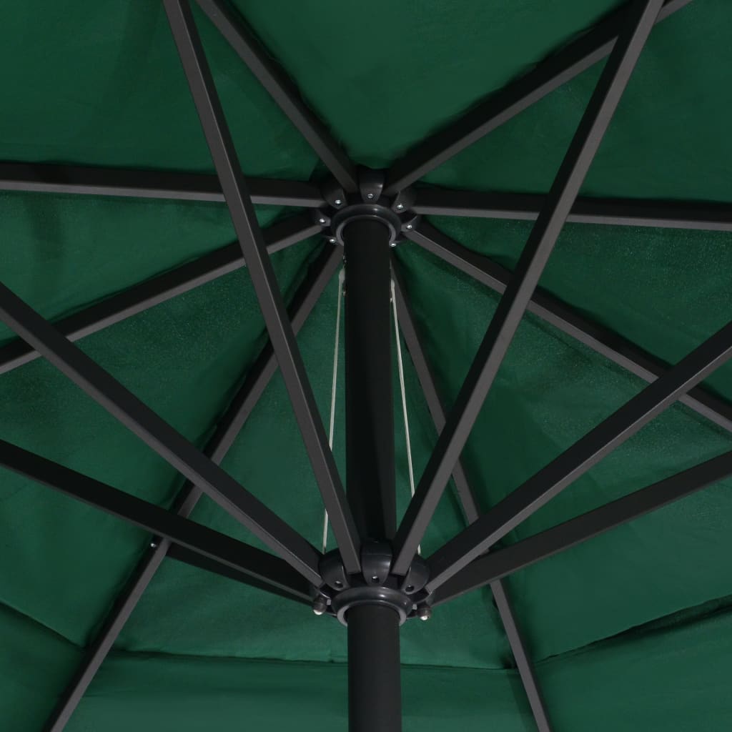 vidaXL Garden Parasol | Green | 100% Polyester with PA coating, Aluminium, Steel
