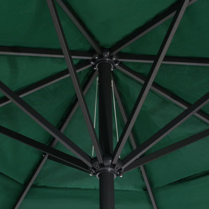 vidaXL Garden Parasol | Green | 100% Polyester with PA coating, Aluminium, Steel