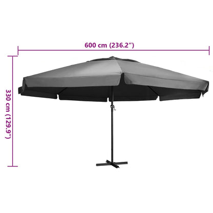 vidaXL Garden Parasol | Anthracite | Polyester, Aluminium, Steel