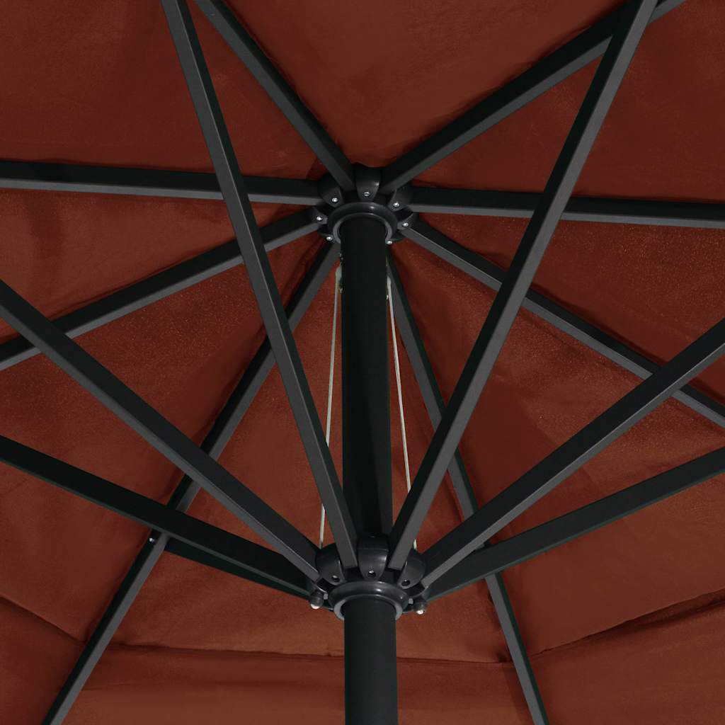 vidaXL Garden Parasol with Aluminium Pole 600 cm Terracotta