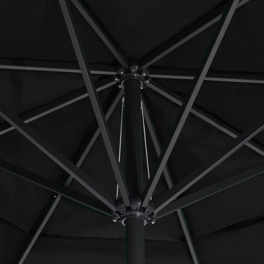 vidaXL Garden Parasol with Aluminium Pole 600 cm Black
