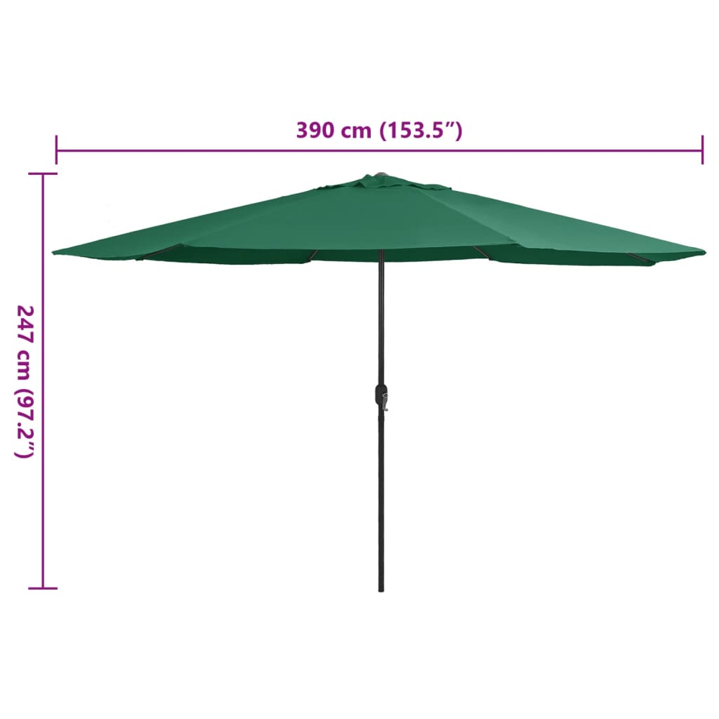 vidaXL Garden Parasol | Green | Polyester, Metal | Large | Tiltable