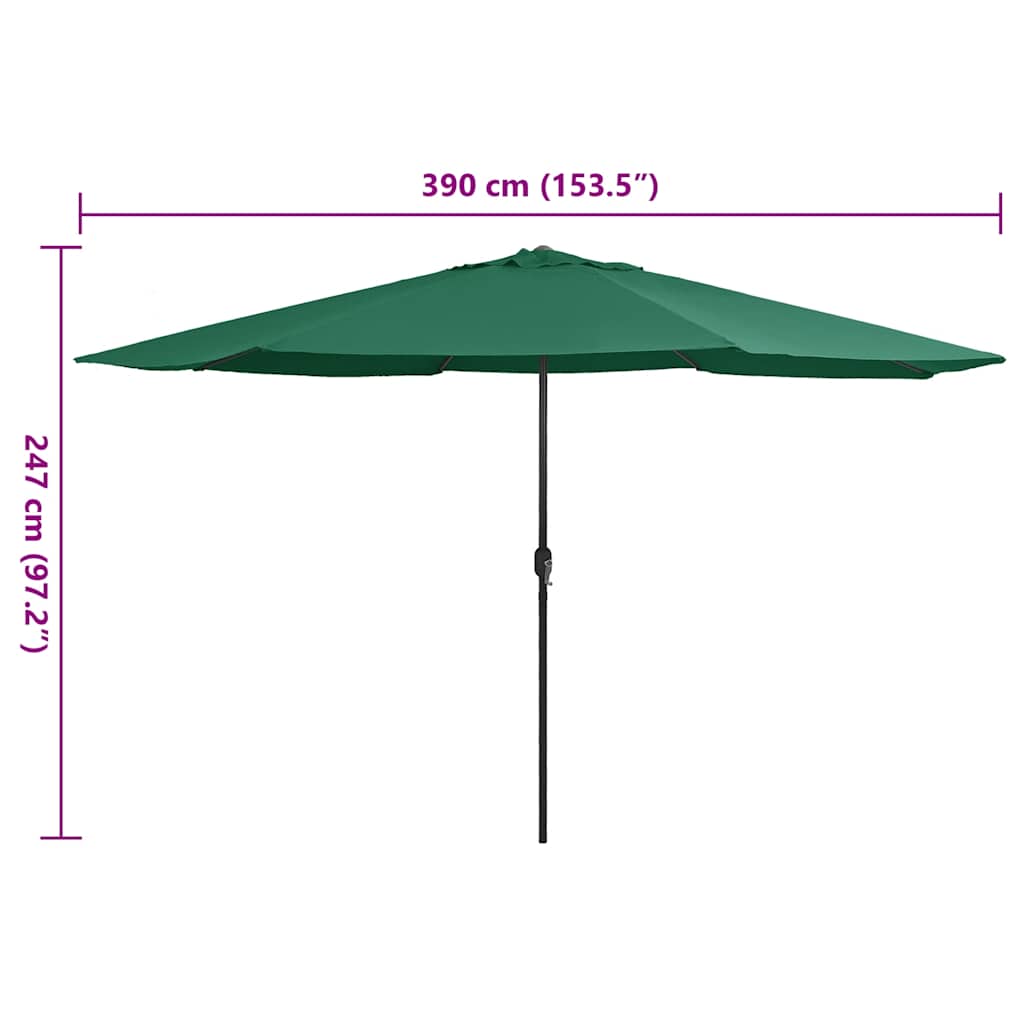 vidaXL Garden Parasol with Metal Pole 390 cm Green