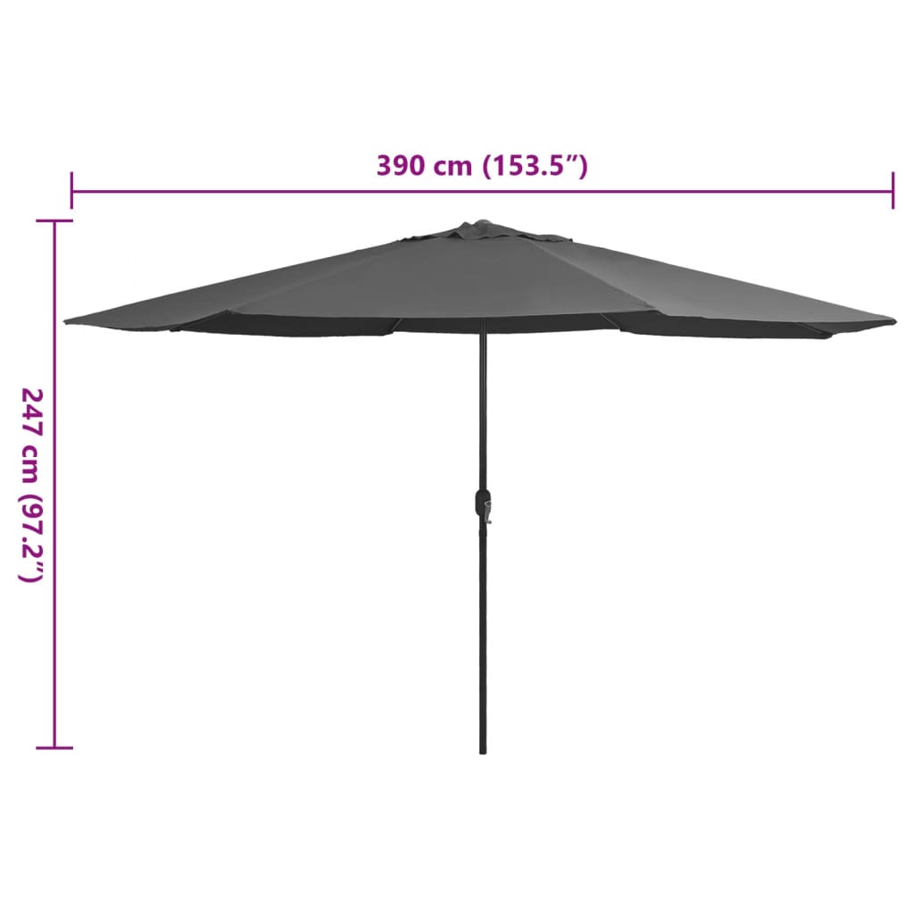vidaXL Garden Parasol | Anthracite | Polyester, Metal | Large | Tiltable
