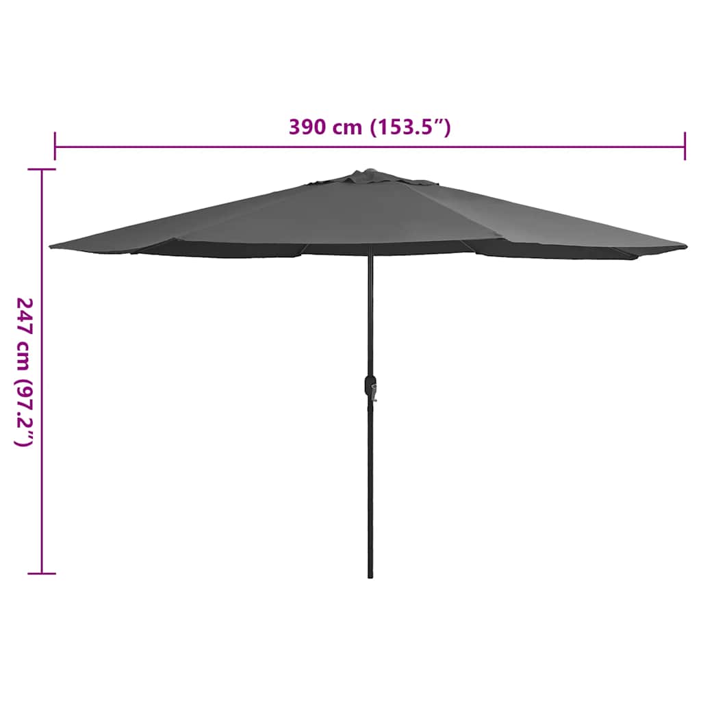 vidaXL Garden Parasol with Metal Pole 390 cm Anthracite