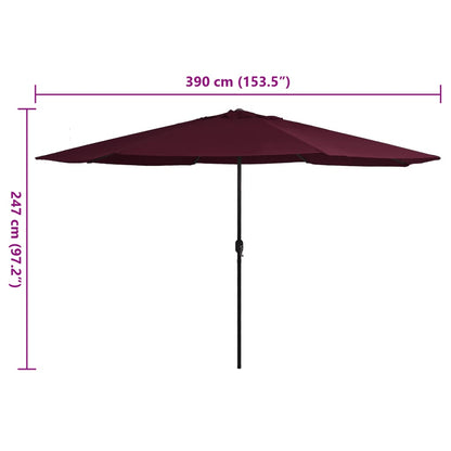 vidaXL Garden Parasol | Bordeaux red | Polyester, Metal | Medium | Foldable