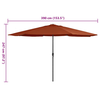 vidaXL Garden Parasol with Metal Pole 390 cm Terracotta