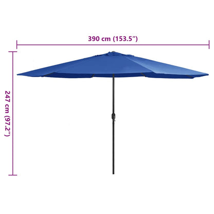 vidaXL Garden Parasol | Azure Blue | 100% polyester, metal | Large | Collapsible