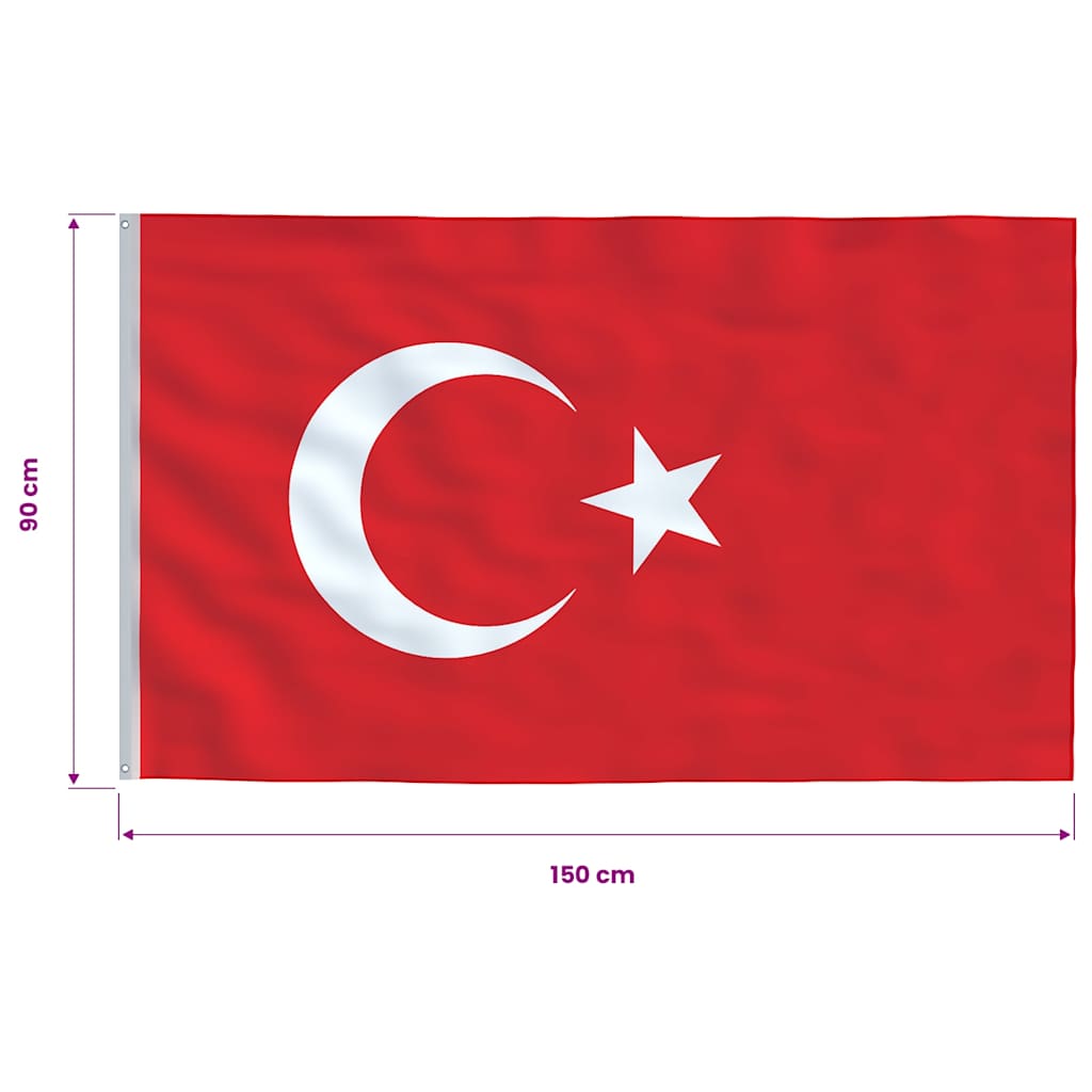 vidaXL Turkey Flag 90x150 cm
