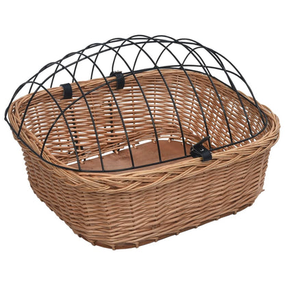 170902 vidaXL Bike Front Basket with Cover 50x45x35 cm Natural Willow