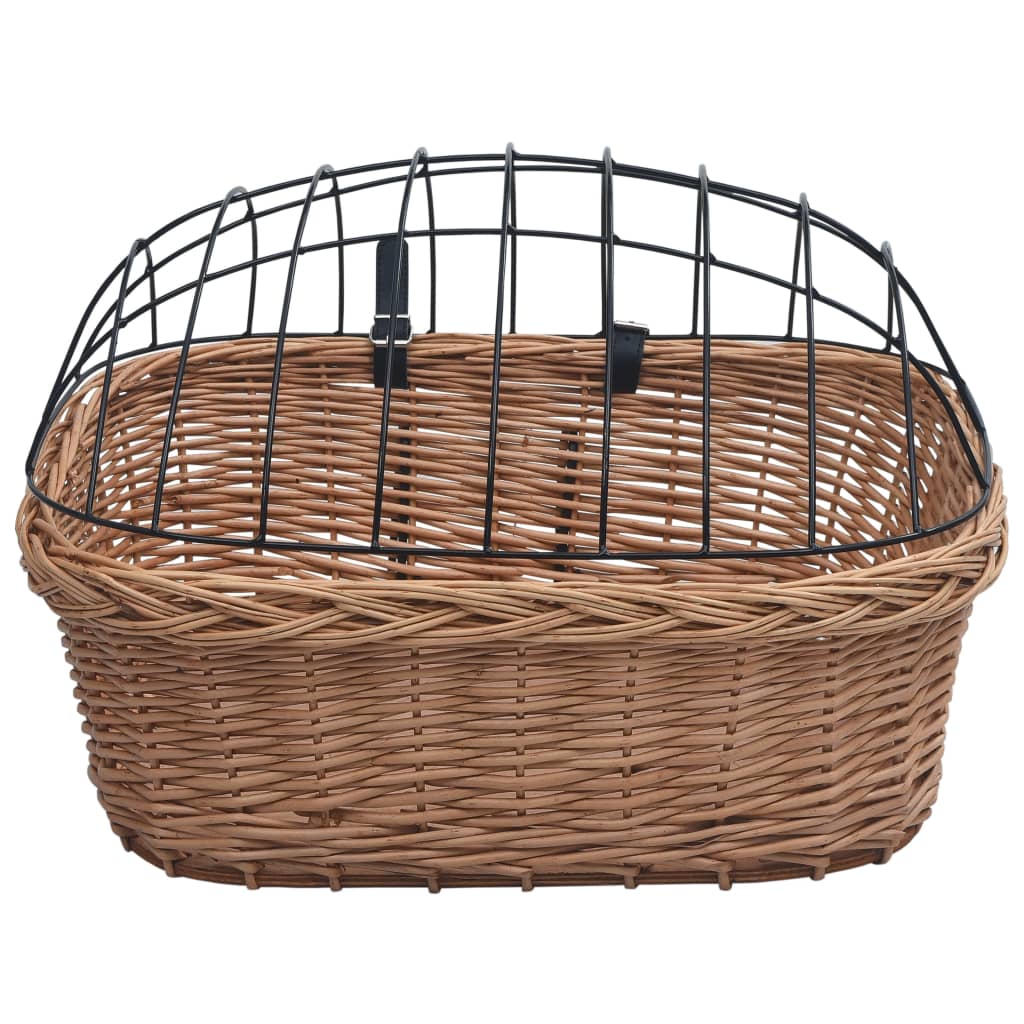 170902 vidaXL Bike Front Basket with Cover 50x45x35 cm Natural Willow
