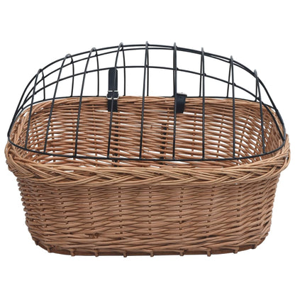 170902 vidaXL Bike Front Basket with Cover 50x45x35 cm Natural Willow