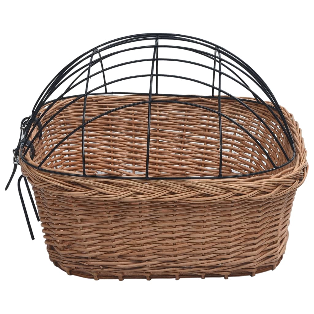 170902 vidaXL Bike Front Basket with Cover 50x45x35 cm Natural Willow