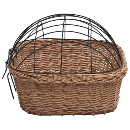 170902 vidaXL Bike Front Basket with Cover 50x45x35 cm Natural Willow