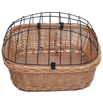 170902 vidaXL Bike Front Basket with Cover 50x45x35 cm Natural Willow