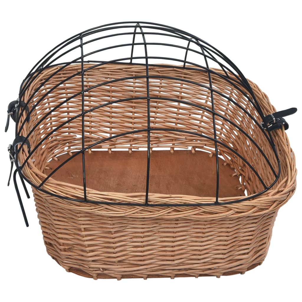 170902 vidaXL Bike Front Basket with Cover 50x45x35 cm Natural Willow