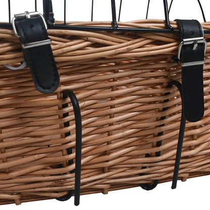 170902 vidaXL Bike Front Basket with Cover 50x45x35 cm Natural Willow