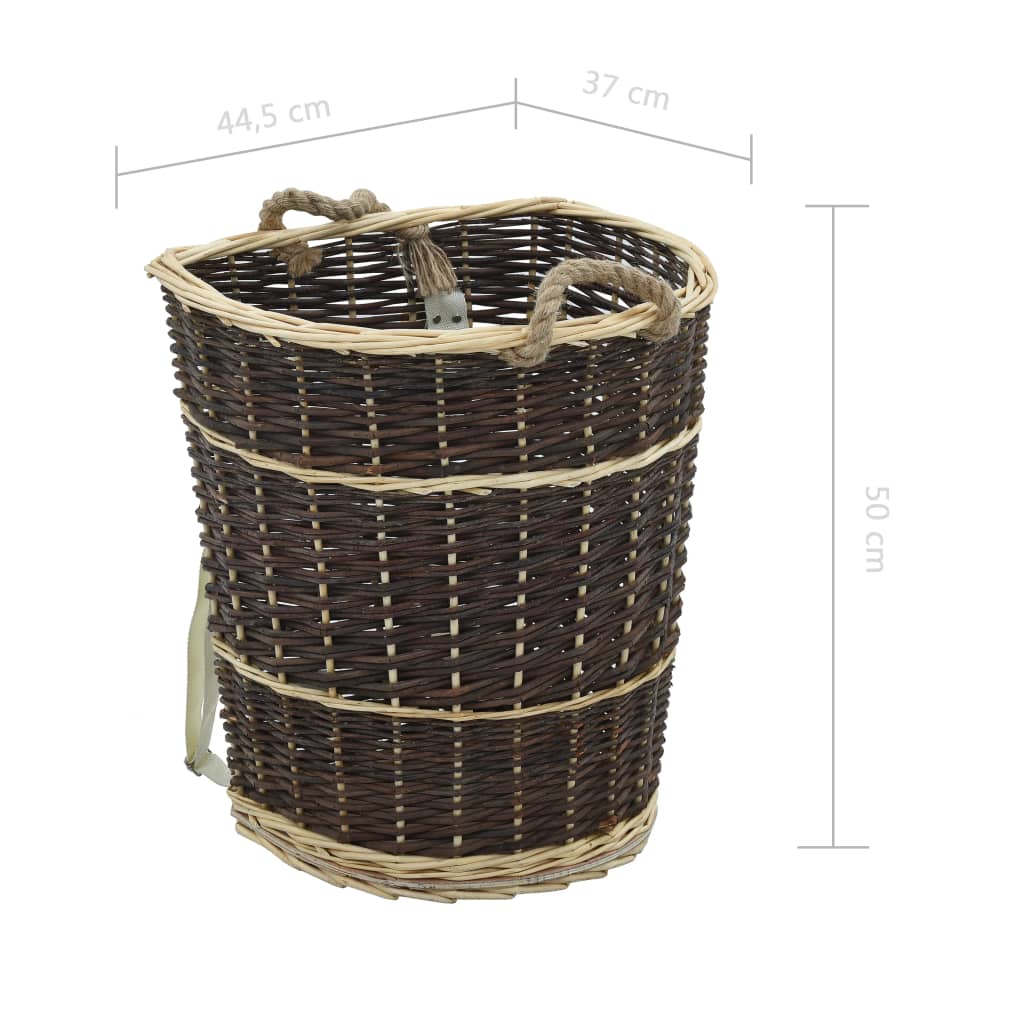vidaXL Firewood Backpack with Carrying Belts 44.5x37x50 cm Natural Willow