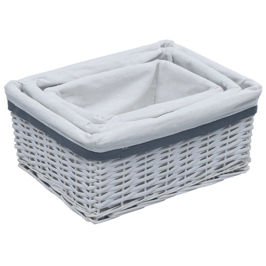 286976 vidaXL 3 Piece Nesting Basket Set White Willow