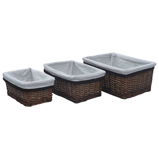 286977 vidaXL 3 Piece Nesting Basket Set Brown Willow