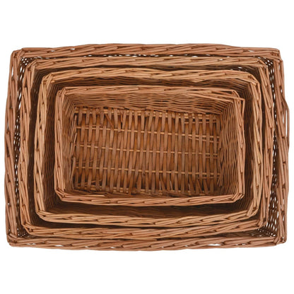 vidaXL 4 Piece Nesting Basket Set Brown Willow