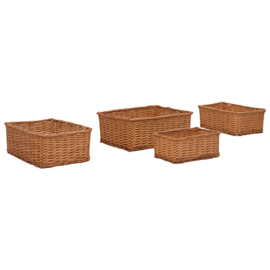 286981 vidaXL 4 Piece Nesting Basket Set Brown Willow
