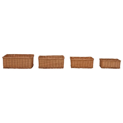 vidaXL 4 Piece Nesting Basket Set Brown Willow